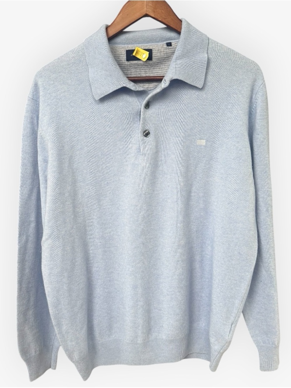 Christian Berg Light Blue Long Sleeve Polo Sweater Wool Cashmere Viscose Size L